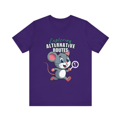 Exploring Alternative Routes Tee, Fun Mouse Graphic T-Shirt, Unisex Casual Shirt, Gift for Animal Lovers, Kids & Adults