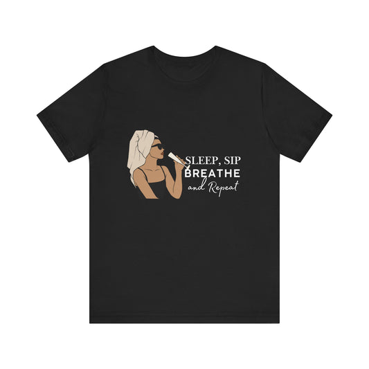 Girl's Sleep & Sip Tee, Relaxation Shirt, Fashionable Weekend Top, Gift for Her, Cozy Lounge Tee, Inspirational Daily Wear