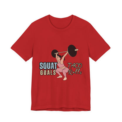Squat Goals Unisex Jersey Tee, Funny Workout Shirt, Fitness Gift, Gym Apparel, Weightlifting Top, Motivational Tee