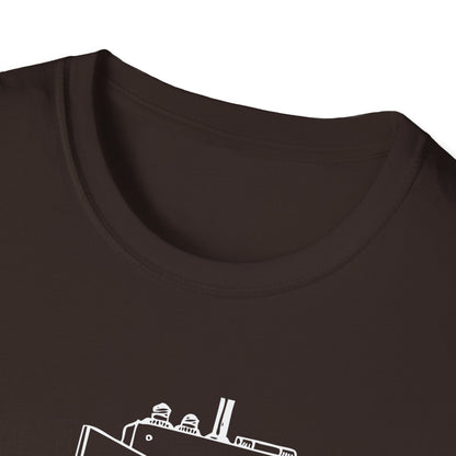 Coffee First Circuits Panel Second Unisex Softstyle T-Shirt | Electrician Shirt | Electrician T-Shirt | Electrician Gift