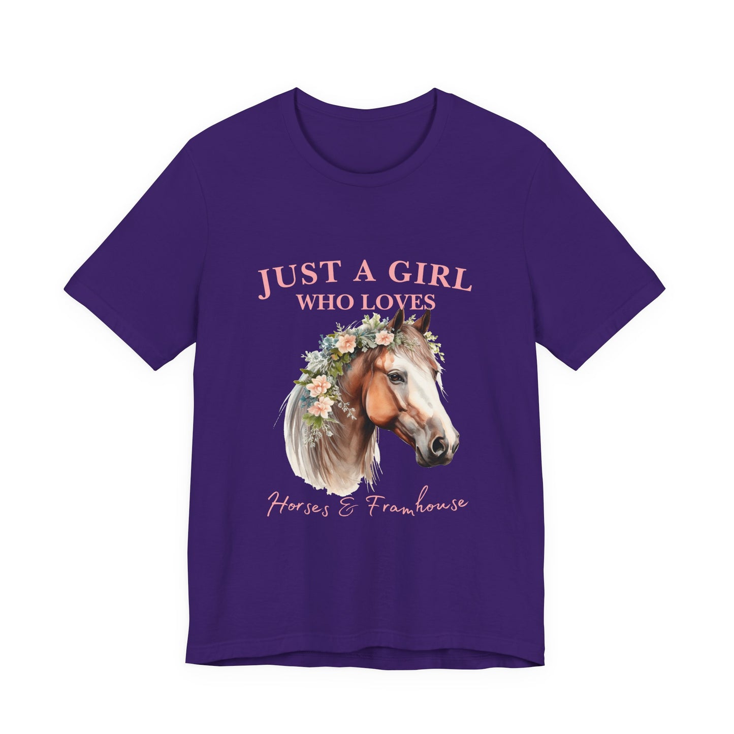 Just a Girl Who Loves Horses Jersey Tee | Equestrian Gift | Horse Lover T-Shirt | Floral Graphic Tee | Birthday Gift