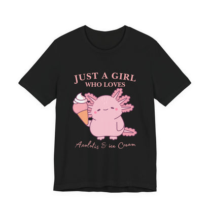 Cute Ice Cream Lover Tee, Fun T-Shirt for Girls, Gift for Ice Cream Fans, Summer Fun Shirt, Casual Everyday Wear, Axolotis T-shirt