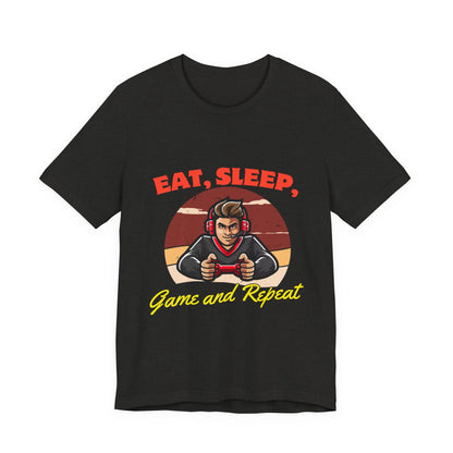 Gamer Lifestyle Tee - Eat, Sleep, Game & Repeat, Perfect for Gamers, Birthday Gift, Casual Wear, Gamer Apparel, Gaming Merchandise