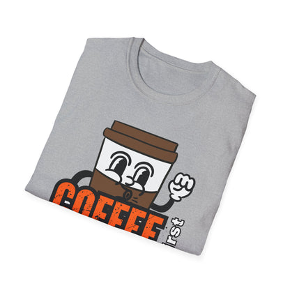 Coffee First Circuits Second Cartoon Unisex T-Shirt, Funny Coffee Tee, Gift for Engineers, Electrician T-shirt