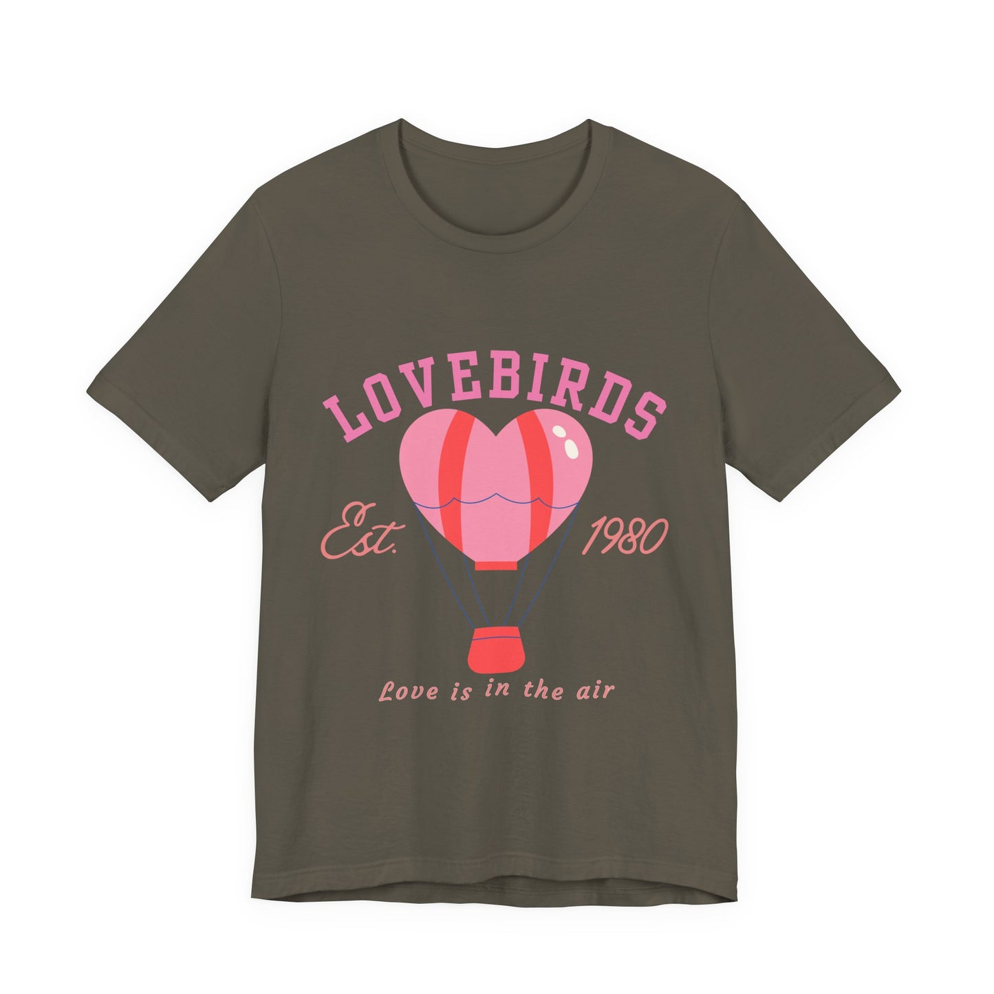 Lovebirds Hot Air Balloon Tee, Cute Couples Shirt, Anniversary Gift, Valentine's Day Gift, Summer Vibes Tee, Love Is In The Air Shirt