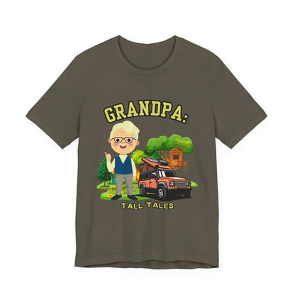Grandpa Tall Tales Tee, Funny Grandpa Shirt, Gift for Grandpa, Family Gathering Outfit, Dad Humor T-shirt, Unisex Casual Tee