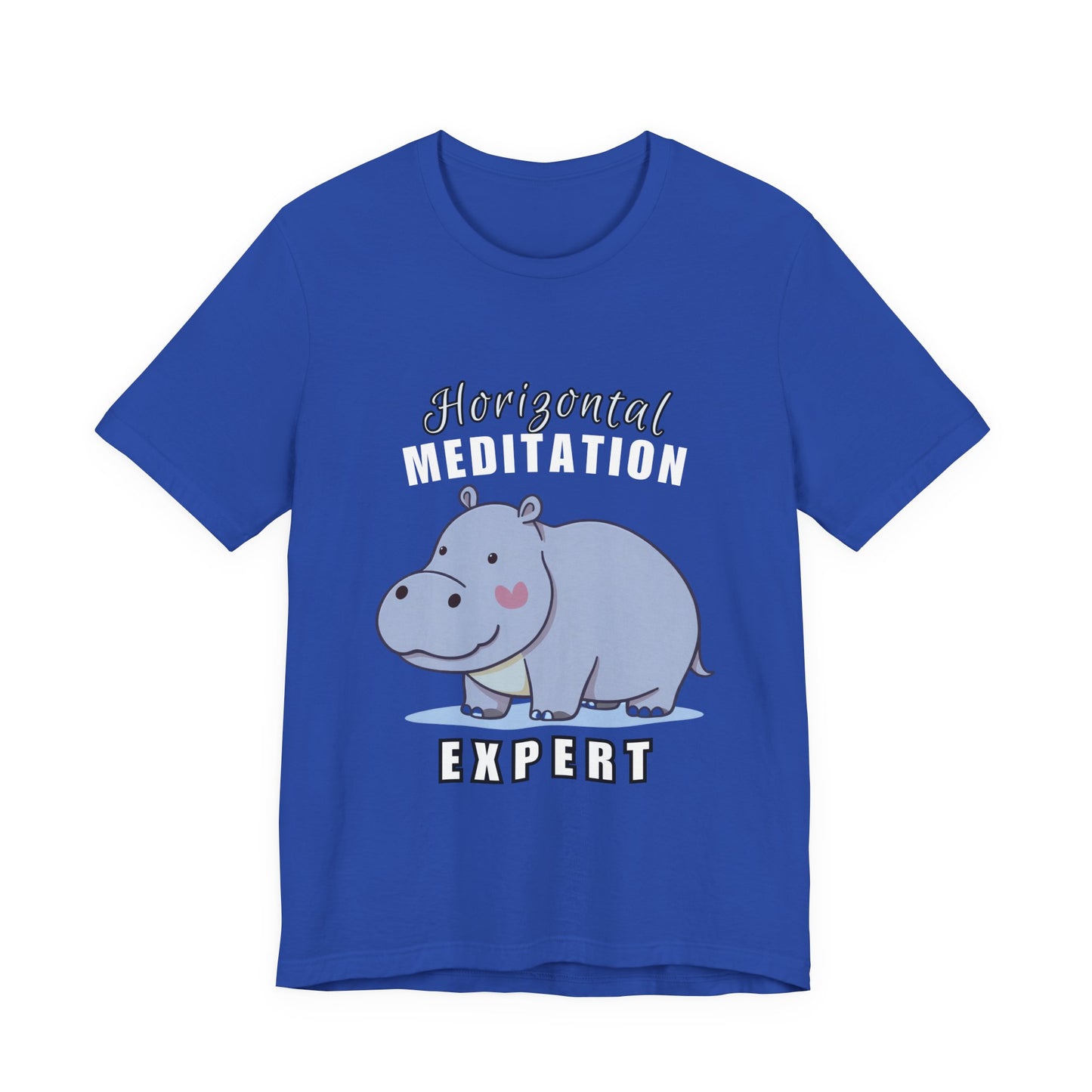 Hippo Horizontal Meditation Expert Tee - Fun Unisex Jersey Shirt for Relaxation, Gift for Yogis, Casual Wear, Mindfulness, Animal Lover