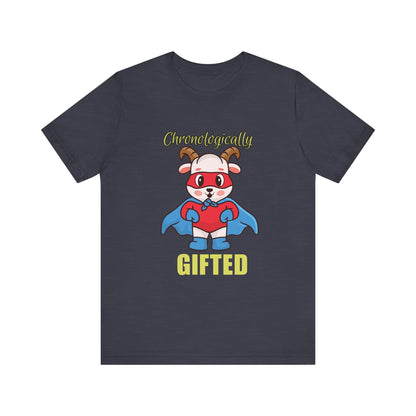 Chronologically Gifted Superhero Tee, Fun T-Shirt for Kids, Birthday Gift, Unisex Short Sleeve, Comfortable Casual Wear, Cute Pet [...]
