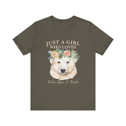 Just a Girl Who Loves Polar Bears Tee, Cute Animal Lover Gift, Nature Tee, Casual Wear, Eco-friendly Shirt, Pet Lover Apparel