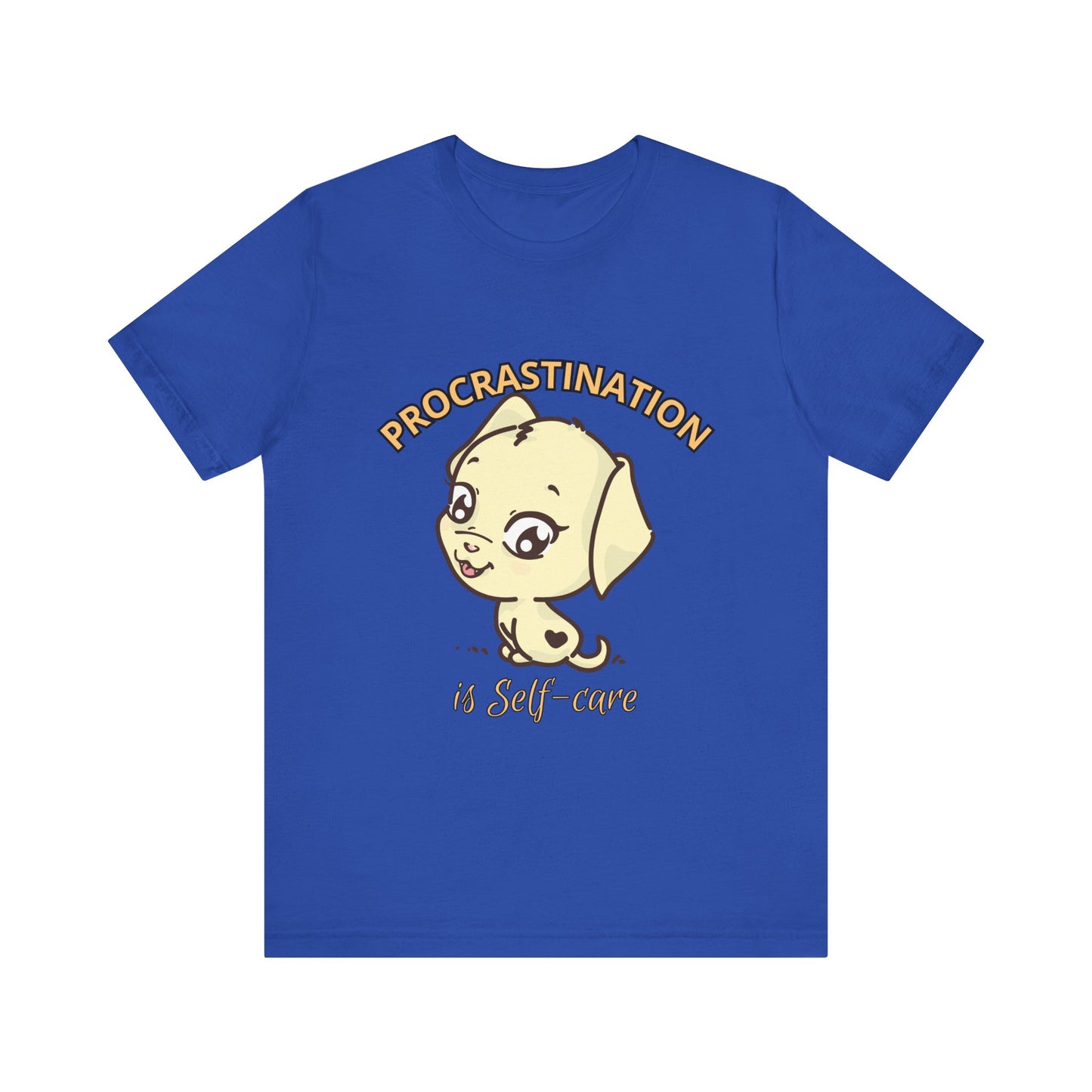 Procrastination is Self-Care Tee, Unisex Fashion T-Shirt, Cute Dog Graphic Tee, Relaxation Gift, Daily Comfort Top