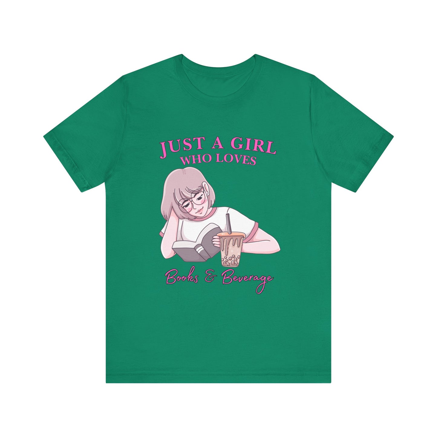 Just a Girl Who Loves Books & Beverages Tee | Cozy Reading T-Shirt, Gift for Book Lovers, Cute Bookish Apparel, Literary Fashion
