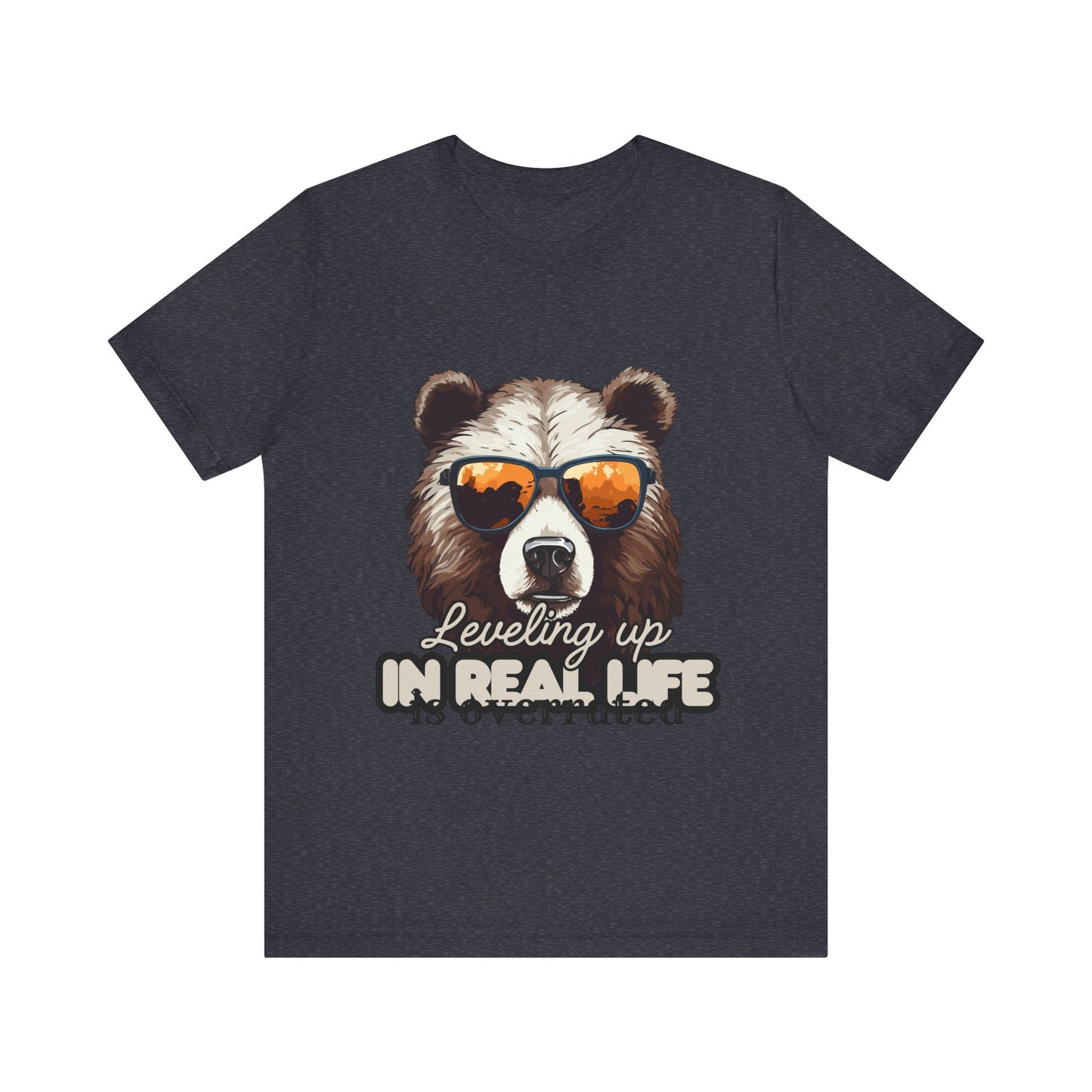Cool Bear Graphic Tee, Leveling Up in Real Life, Funny T-Shirt for Nature Lovers, Gift for Birthday, Summer Wardrobe, Casual Wear