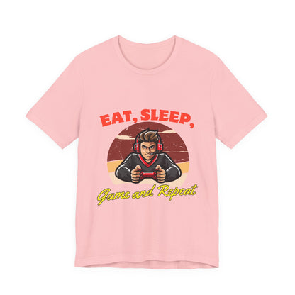 Gamer Lifestyle Tee - Eat, Sleep, Game & Repeat, Perfect for Gamers, Birthday Gift, Casual Wear, Gamer Apparel, Gaming Merchandise