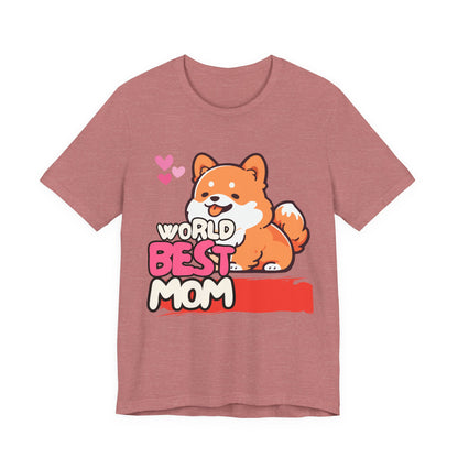 World's Best Mom Tee - Unisex Jersey Short Sleeve Shirt, Gift for Mother's Day, Cute Dog Design, Perfect for Moms, Gifts for Her