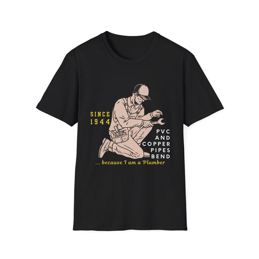 Vintage Plumber T-Shirt, Funny Plumbing Tee, Gift for Plumbers, Since 1944 Graphic Shirt, Unisex Softstyle Apparel
