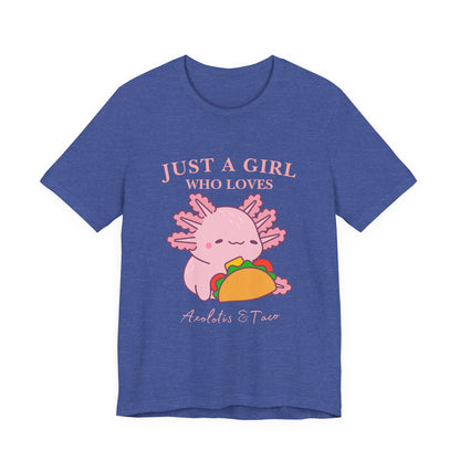 Cute Taco-Loving Axolotl Tee, Fun Graphic T-Shirt, Gift for Taco Lovers, Unisex Apparel, Cartoon Lover's Top