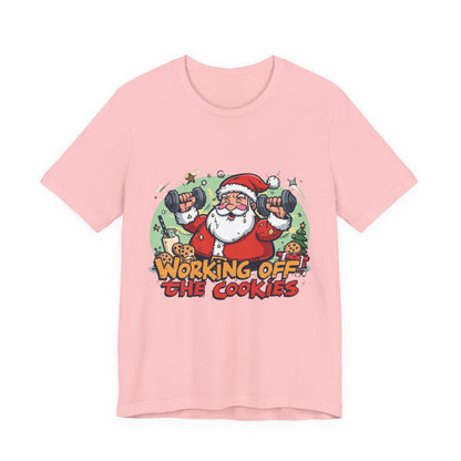 Funny Santa Workout Tee, Holiday Gift for Fitness Lovers, Christmas T-Shirt, Unisex Short Sleeve Shirt, Cookie Lover Gift