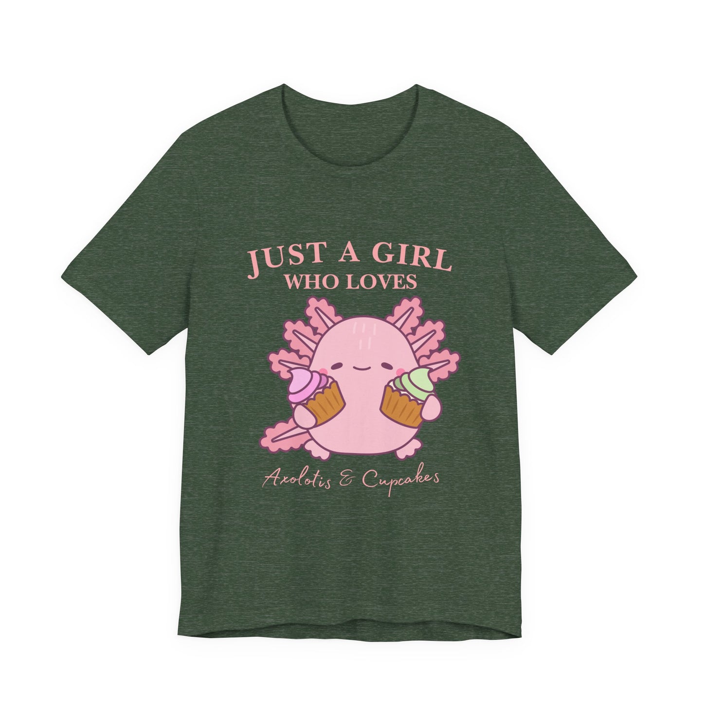 Cute Foodie Shirt for Girls - Just a Girl Who Loves Chocolates & Cupcakes, Fun Casual Tee, Gift for Food Lovers, Axolotis T-shirt