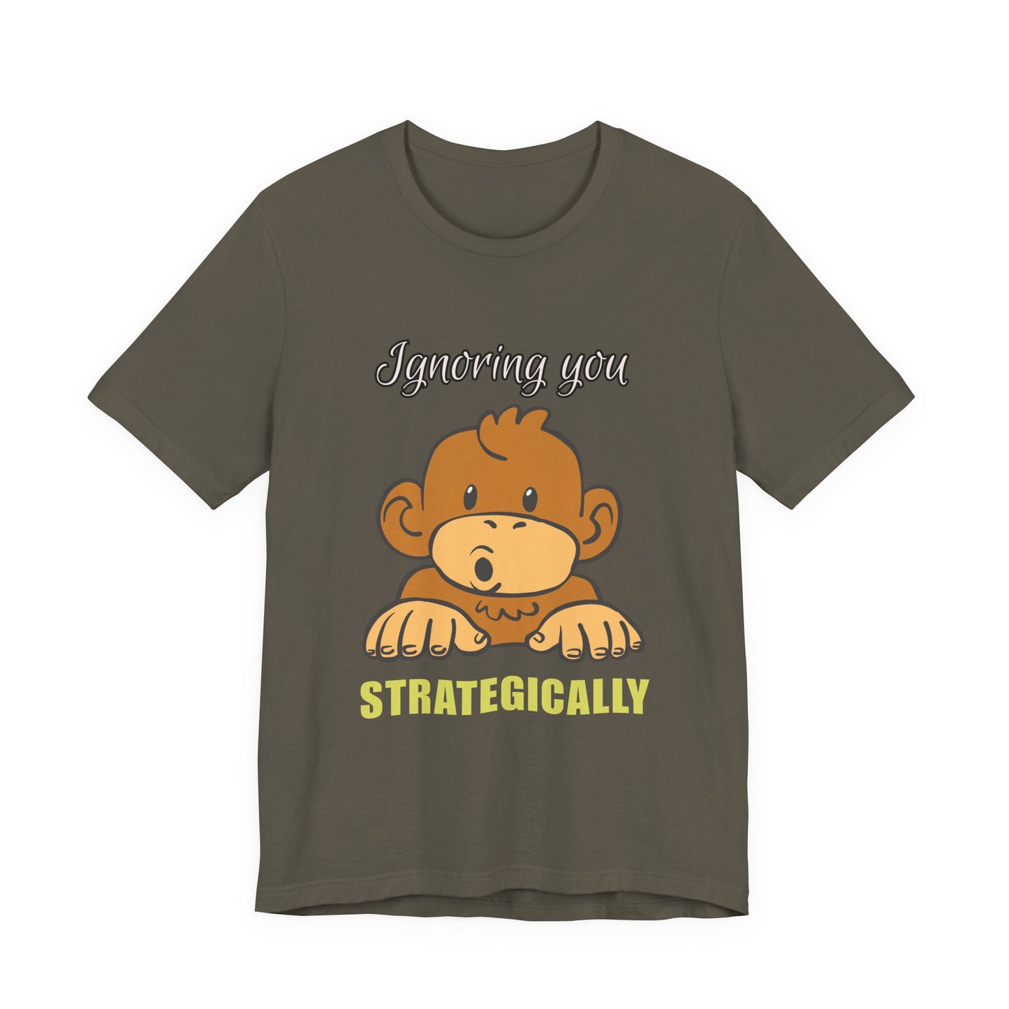 Ignoring You Strategically, Cute Monkey Humor Unisex Tee, Funny Shirt, Gift for Animal Lovers, Birthday Present, Casual Wear, Everyday Humor
