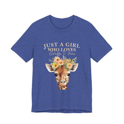 Just a Girl Who Loves Giraffes Tee, Cute Animal Lover Gift, Summer Casual Fashion, Birthday Tee, Nature Enthusiast Shirt