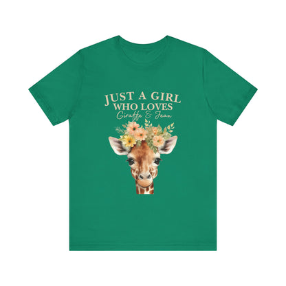 Just a Girl Who Loves Giraffes Tee, Cute Animal Lover Gift, Summer Casual Fashion, Birthday Tee, Nature Enthusiast Shirt