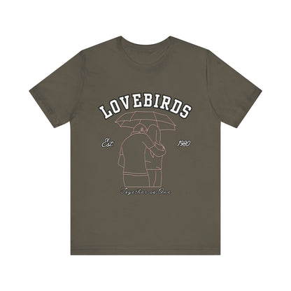 Lovebirds Unisex T-Shirt, Romantic Tee for Couples, Anniversary Gift, Valentine's Day Apparel, Gift for Her/Him, Cute Casual Wear