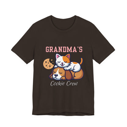 Cute Cat & Dog Grandma's Cookie Crew Tee - Pet Lovers Shirt, Animal Lover Gift, Funny Cat Tee, Family Reunion, Birthday Gift