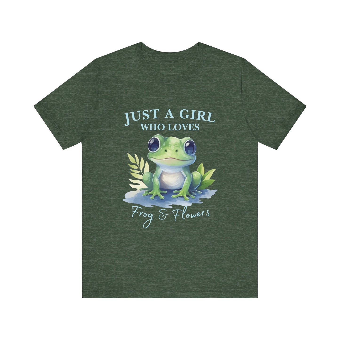 Frog Lover Tee, Just a Girl Who Loves Frog & Flowers, Cute Graphic T-Shirt, Nature Lover Gift, Spring Fashion, Animal Tee, Unique Apparel