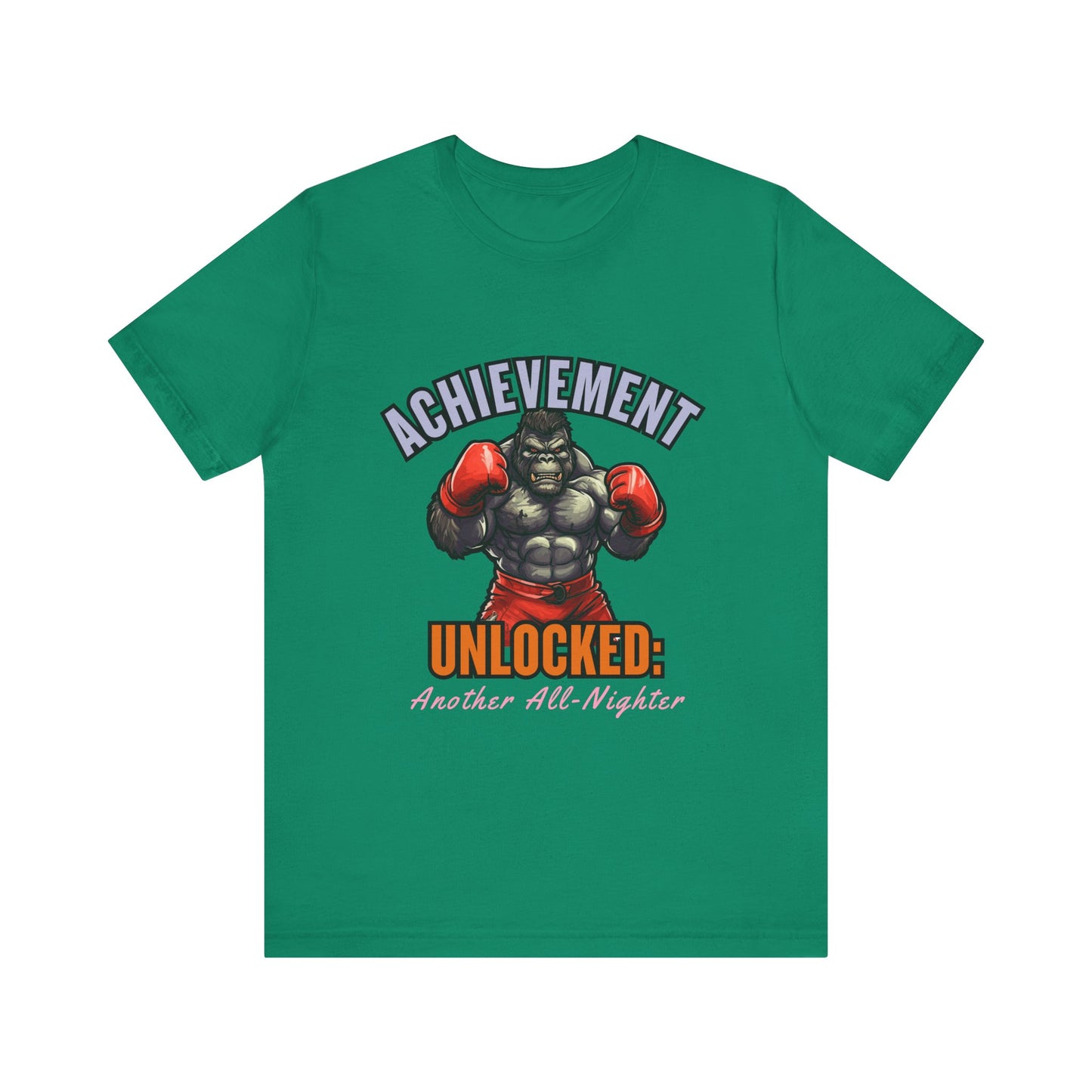 Achievement Unlocked Short Sleeve Tee, Gaming Shirt, Funny Tee, Birthday Gift, Casual Wear, All-Nighter Tee