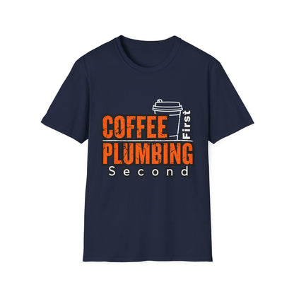 Coffee Plumbing Unisex Softstyle T-Shirt, Funny Coffee Lover Gift, DIY Plumbing Humor Tee, Casual Wear, Everyday Comfort