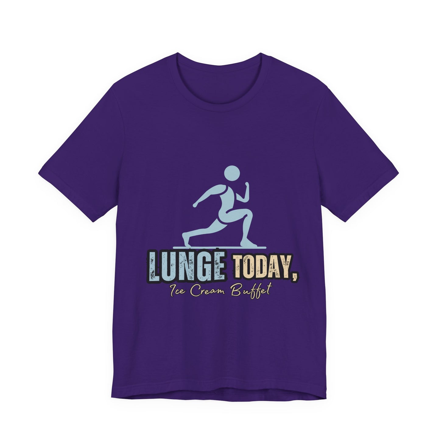 Fun Fitness Tee with 'Lunge Today, Ice Cream Buffet!' Design, Workout Shirt, Gift for Gym Lovers, Activewear, Casual Style