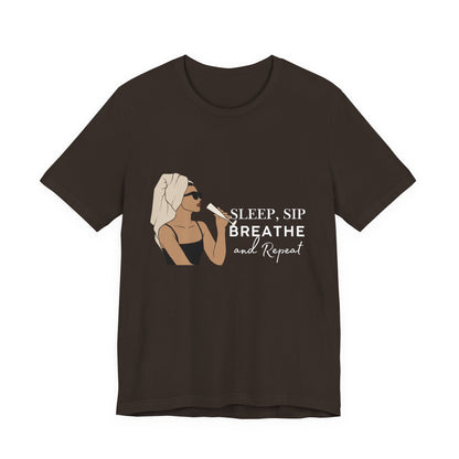 Girl's Sleep & Sip Tee, Relaxation Shirt, Fashionable Weekend Top, Gift for Her, Cozy Lounge Tee, Inspirational Daily Wear