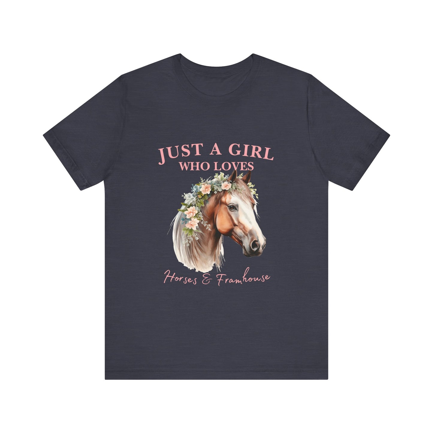 Just a Girl Who Loves Horses Jersey Tee | Equestrian Gift | Horse Lover T-Shirt | Floral Graphic Tee | Birthday Gift