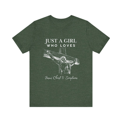 Just a Girl Who Loves Jesus Tee, Christian T-Shirt, Faith-Based Apparel, Inspirational Gift, Religious Fashion