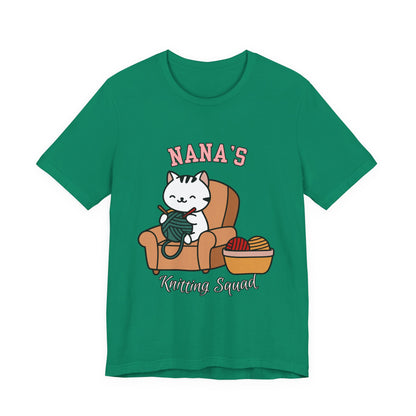 Nana's Knitting Squad Unisex Tee, Cozy Gift, Knitting Lover Shirt, Cat Lover Style, Cute Crafting Apparel, Fun Gift for Grandma