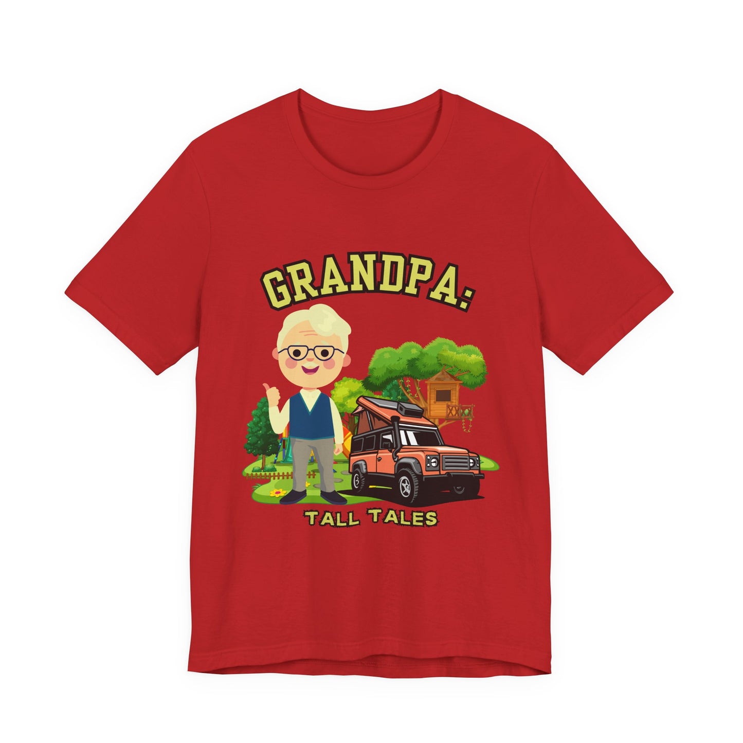 Grandpa Tall Tales Tee, Funny Grandpa Shirt, Gift for Grandpa, Family Gathering Outfit, Dad Humor T-shirt, Unisex Casual Tee