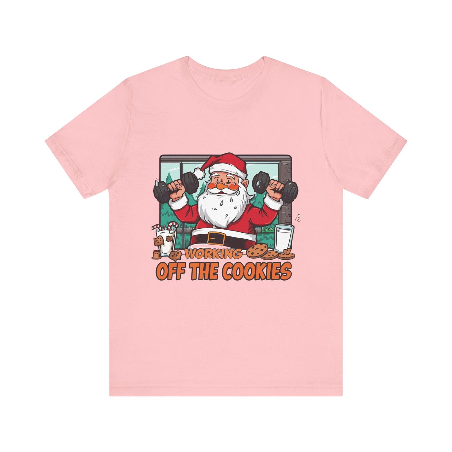 Santa Claus 'Working Off the Cookies' Tee | Christmas Funny T-Shirt |  Cookies Lover Gift | Holiday Apparel