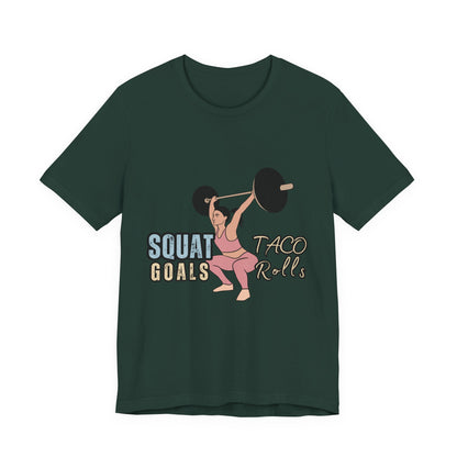 Squat Goals Unisex Jersey Tee, Funny Workout Shirt, Fitness Gift, Gym Apparel, Weightlifting Top, Motivational Tee