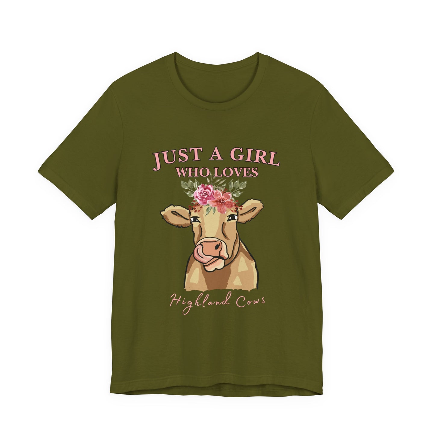 Highland Cow Lover Tee - Just a Girl Who Loves Highland Cows, Cute T-Shirt, Farmhouse Apparel, Gift for Animal Lovers, Summer Style