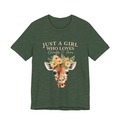 Just a Girl Who Loves Giraffes Tee, Cute Animal Lover Gift, Summer Casual Fashion, Birthday Tee, Nature Enthusiast Shirt