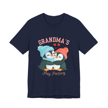 Grandma's Hug Factory T-Shirt, Cute Penguin Tee, Gift for Grandma, Family Reunion Shirt, Mother's Day Gift, Cozy Casual Wear