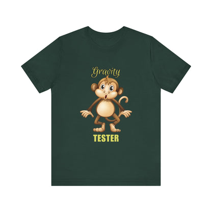 Gravity Tester Monkey Unisex Tee, Fun Animal T-Shirt, Kids Gift, Birthday Tee, Nature Lover Shirt