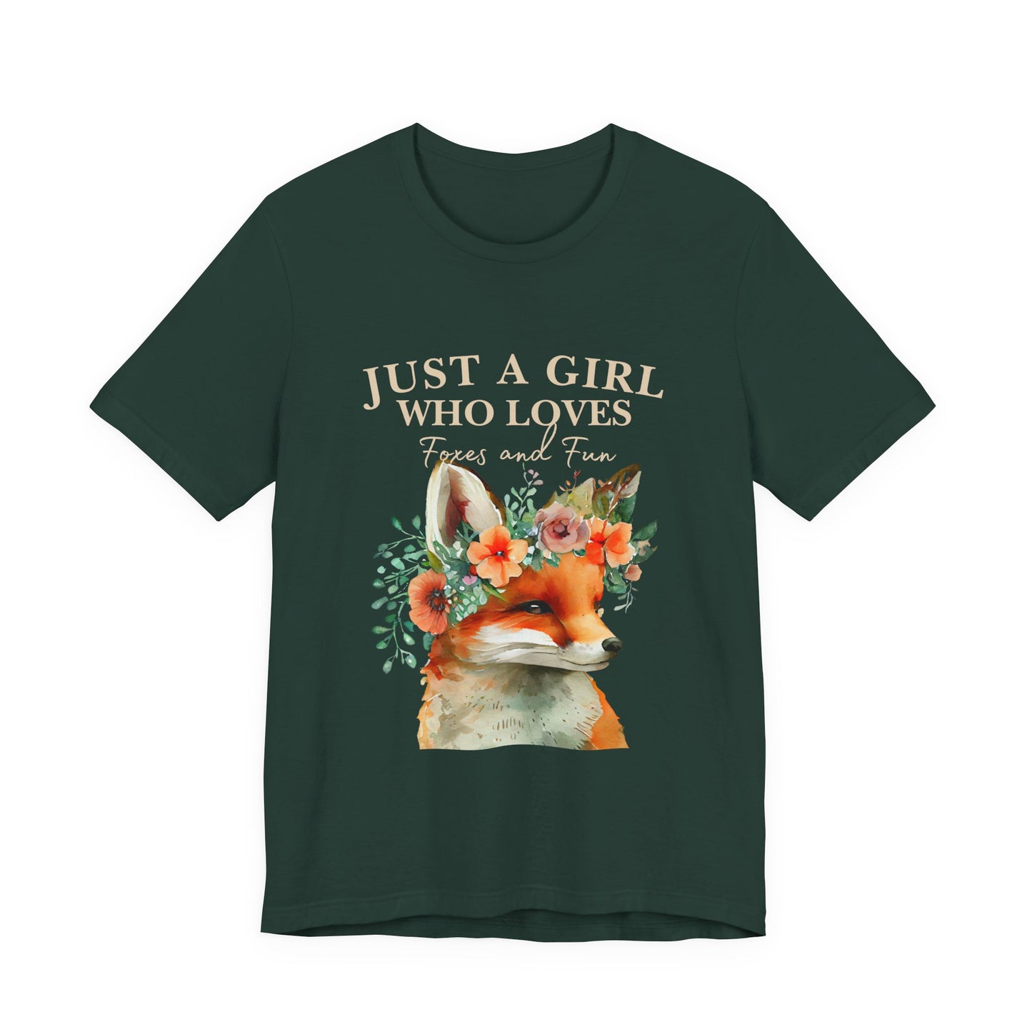 Just a Girl Who Loves Foxes Tee | Cute Animal Lovers Shirt, Gift for Her, Nature Tee, Floral T-Shirt, Birthday Gift