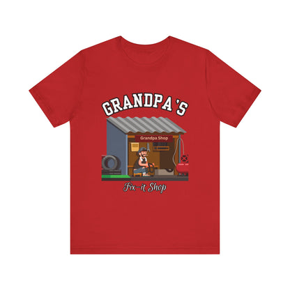 Grandpa's Fix-It Shop T-Shirt, Unisex Tee, Gift for Grandfather, Father's Day Gift, Mechanic Shirt, Family Humor Shirt