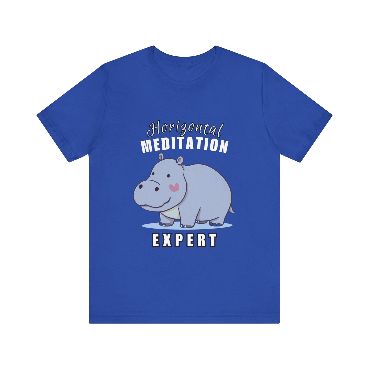 Hippo Horizontal Meditation Expert Tee - Fun Unisex Jersey Shirt for Relaxation, Gift for Yogis, Casual Wear, Mindfulness, Animal Lover