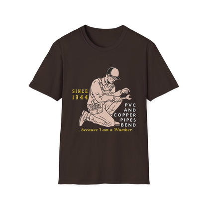 Vintage Plumber T-Shirt, Funny Plumbing Tee, Gift for Plumbers, Since 1944 Graphic Shirt, Unisex Softstyle Apparel