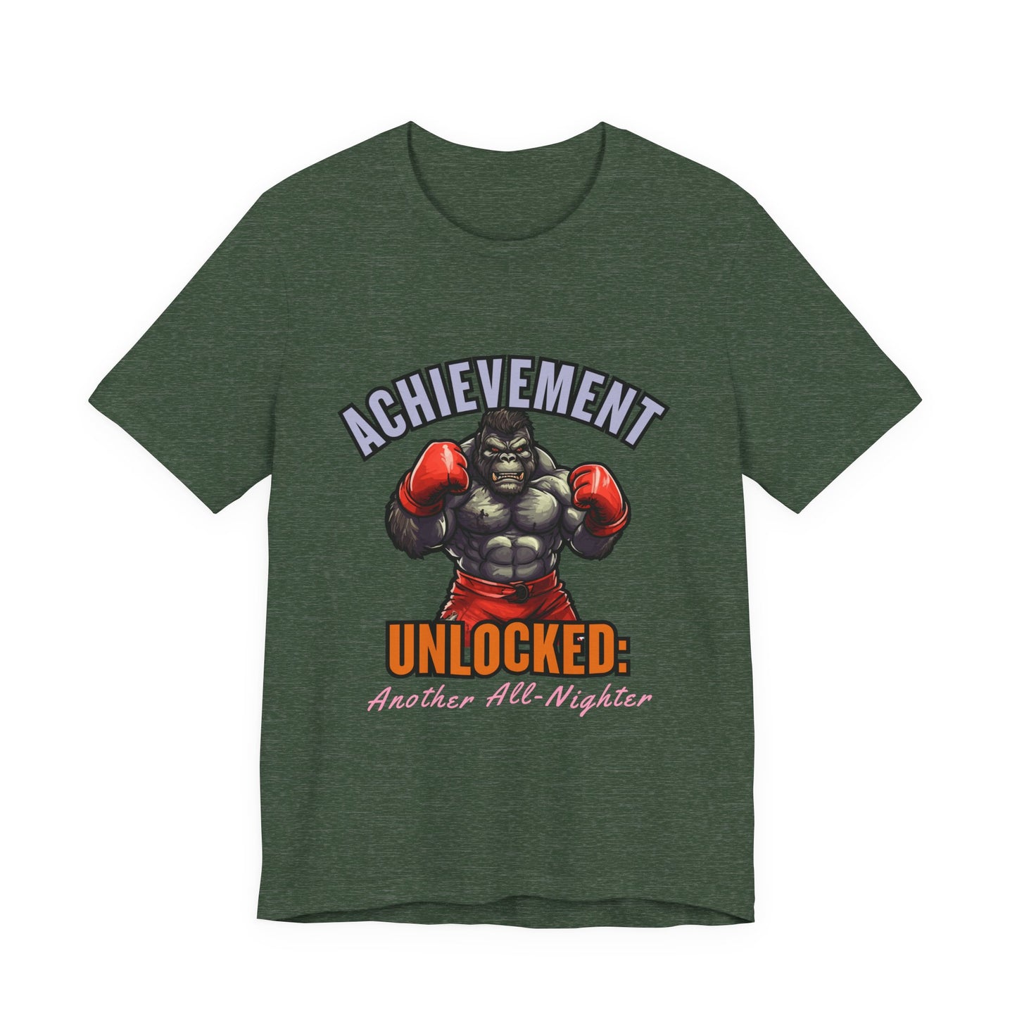 Achievement Unlocked Short Sleeve Tee, Gaming Shirt, Funny Tee, Birthday Gift, Casual Wear, All-Nighter Tee