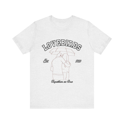 Lovebirds Unisex T-Shirt, Romantic Tee for Couples, Anniversary Gift, Valentine's Day Apparel, Gift for Her/Him, Cute Casual Wear