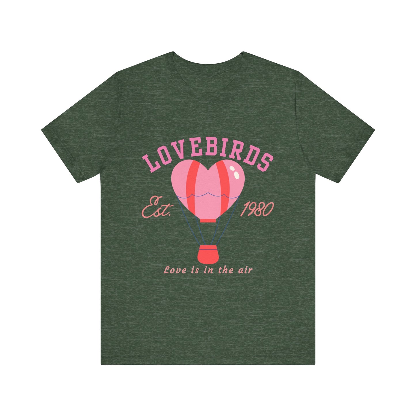Lovebirds Hot Air Balloon Tee, Cute Couples Shirt, Anniversary Gift, Valentine's Day Gift, Summer Vibes Tee, Love Is In The Air Shirt