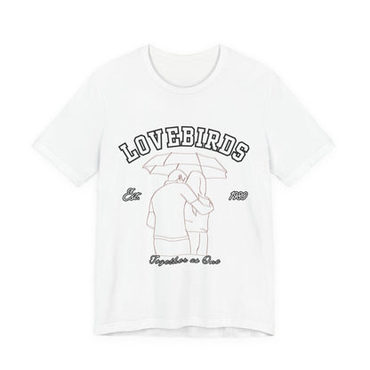 Lovebirds Unisex T-Shirt, Romantic Tee for Couples, Anniversary Gift, Valentine's Day Apparel, Gift for Her/Him, Cute Casual Wear